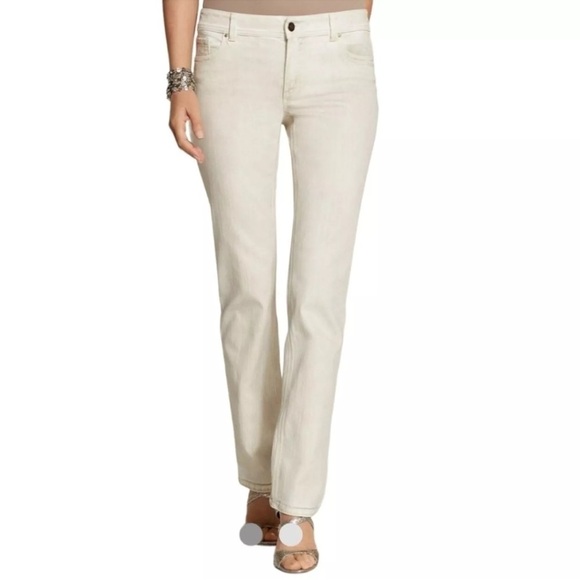 Chico's So Lifting Natural Cream Crop Basic Pants Womens Size  1.5 Medium New - Picture 1 of 7